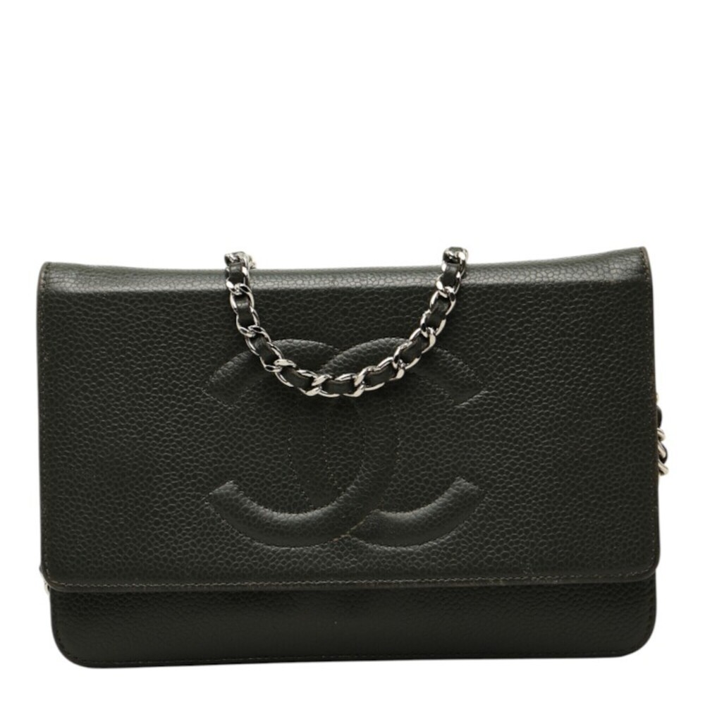 Chanel Coco Mark Chain Shoulder Bag, Crossbody, Khaki Green, Caviar Leather, ...